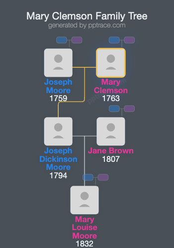 Mary Clemson family tree overview