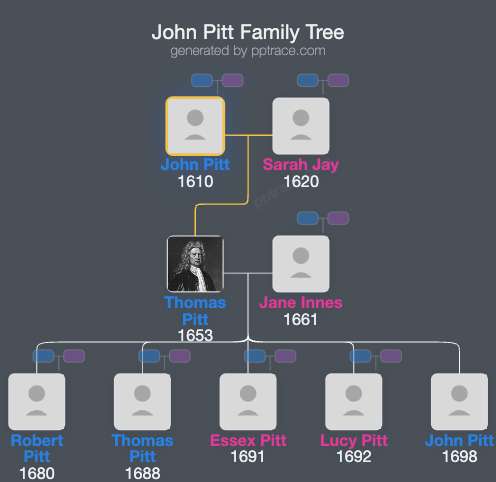 John Pitt family tree overview