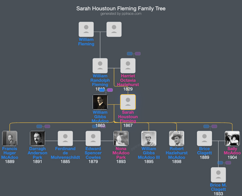 Sarah Houstoun Fleming family tree overview