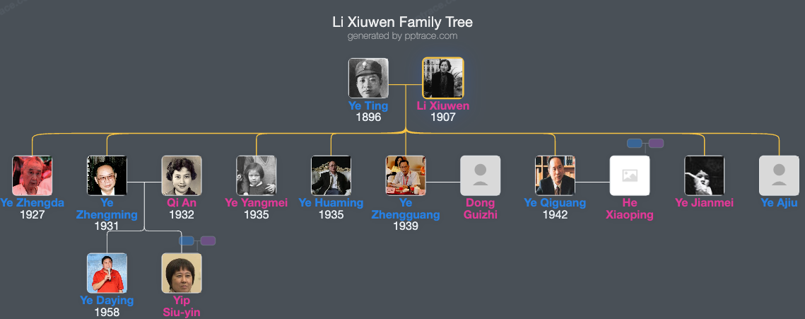 Li Xiuwen family tree overview
