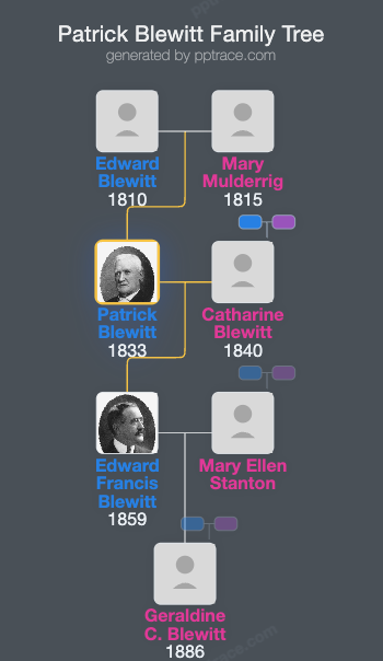 Patrick Blewitt family tree overview