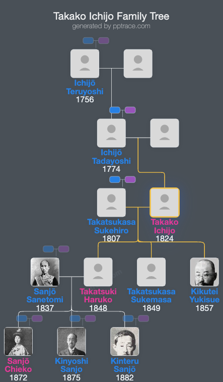 Takako Ichijo family tree overview