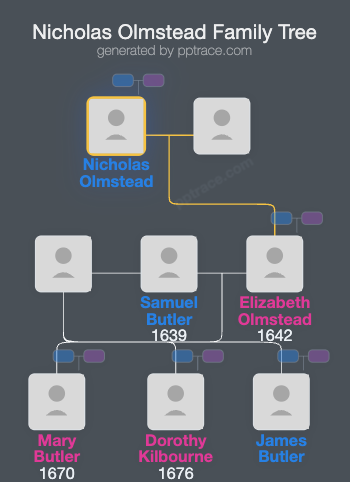 Nicholas Olmstead family tree overview