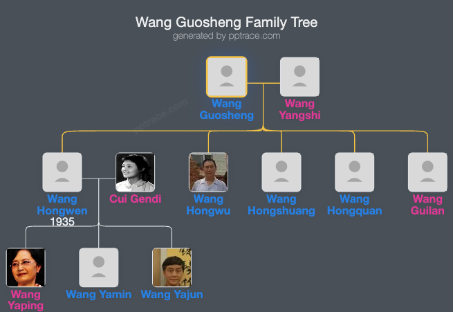 Wang Guosheng family tree overview
