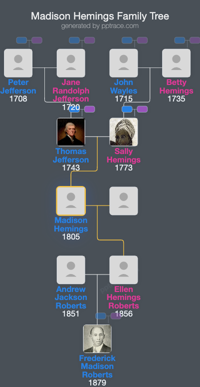 Madison Hemings family tree overview