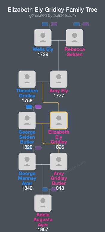 Elizabeth Ely Gridley family tree overview
