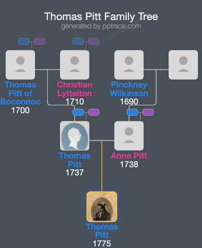 Thomas Pitt, 2nd Baron Camelford family tree overview