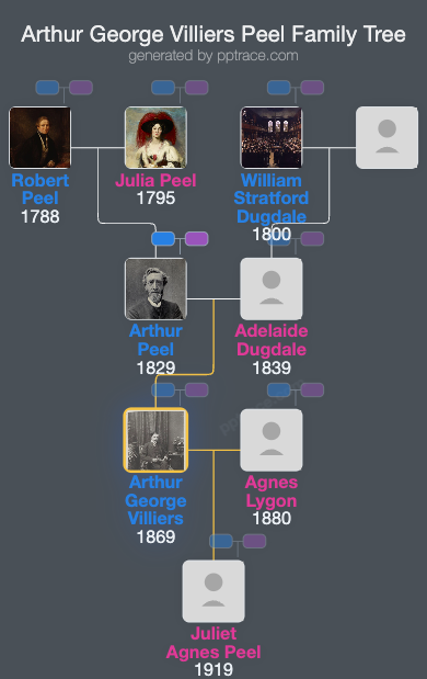 Arthur George Villiers Peel family tree overview