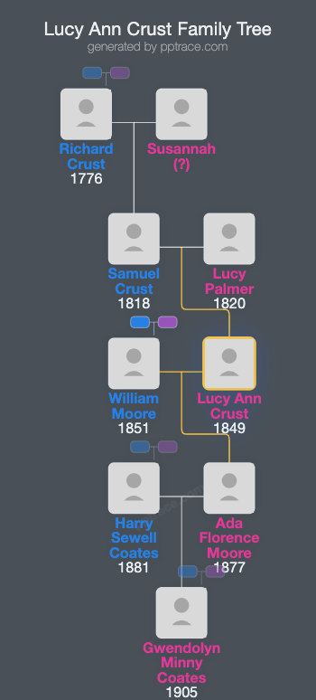 Lucy Ann Crust family tree overview
