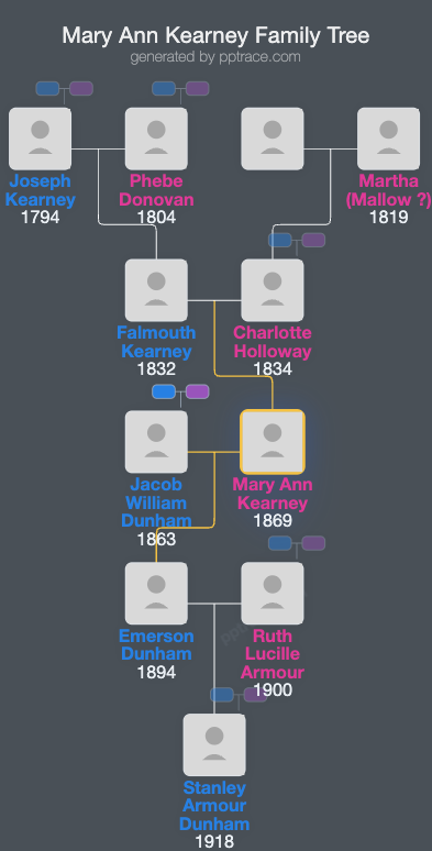 Mary Ann Kearney family tree overview