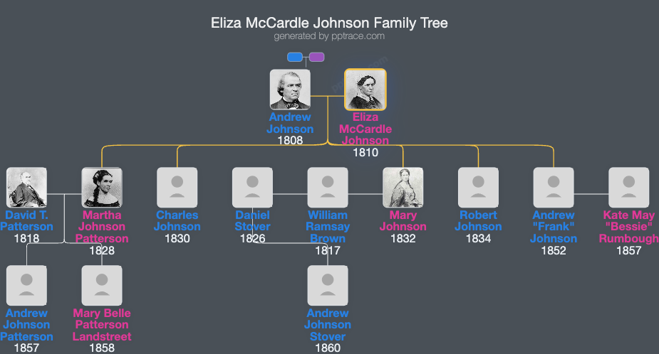 Eliza McCardle Johnson family tree overview