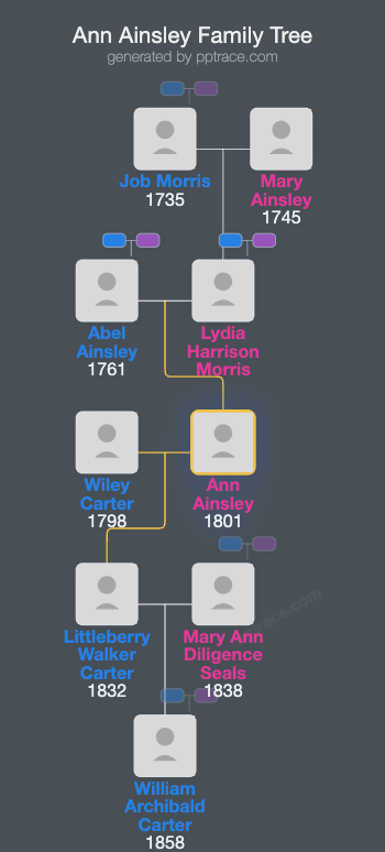 Ann Ainsley family tree overview