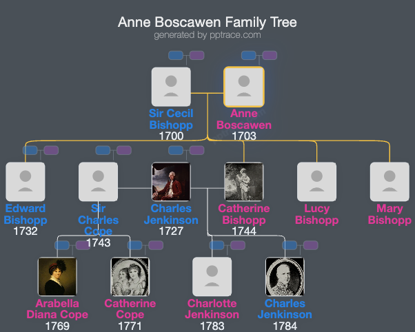 Anne Boscawen family tree overview
