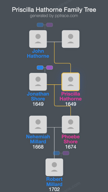 Priscilla Hathorne family tree overview