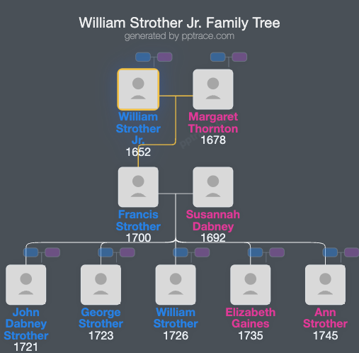 William Strother Jr. family tree overview