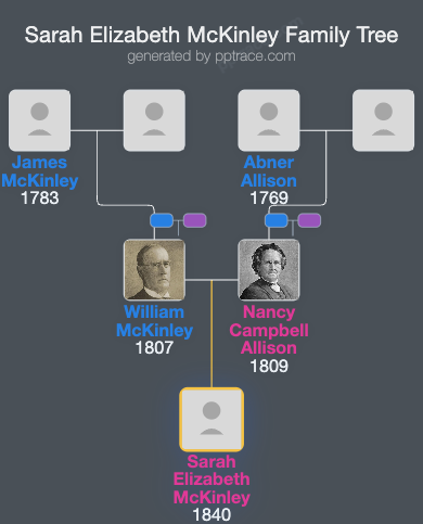 Sarah Elizabeth McKinley family tree overview