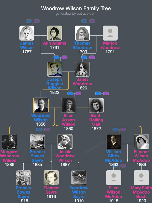 Woodrow Wilson family tree overview