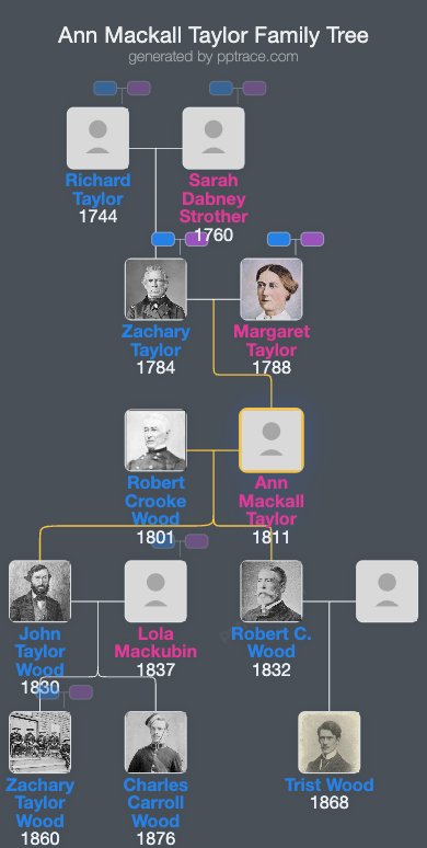 Ann Mackall Taylor family tree overview