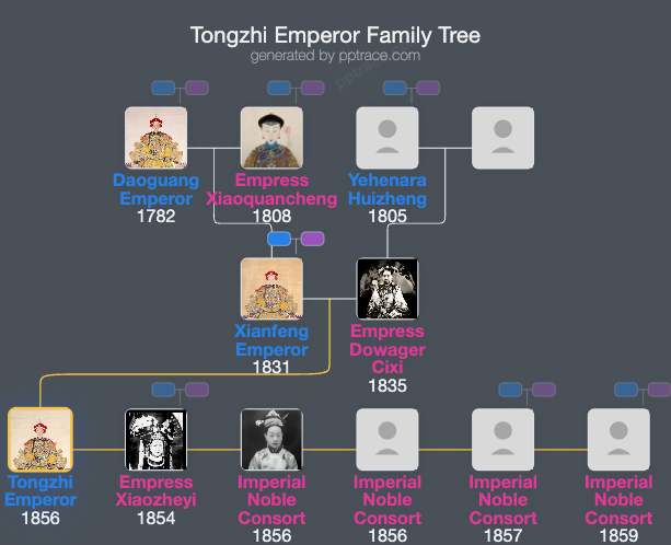 Tongzhi Emperor family tree overview