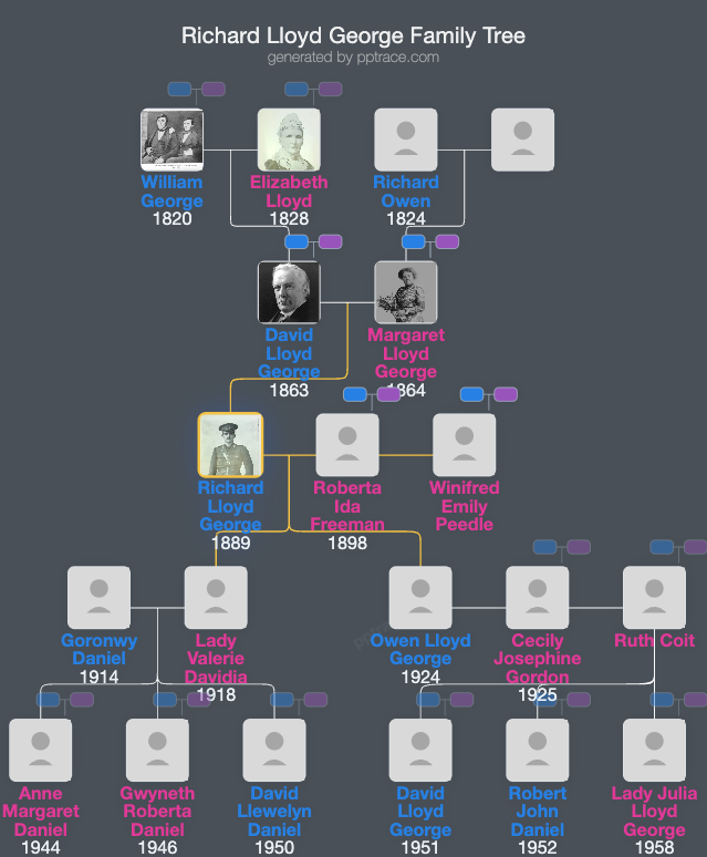 Richard Lloyd George, 2nd Earl Lloyd-George Of Dwyfor family tree overview