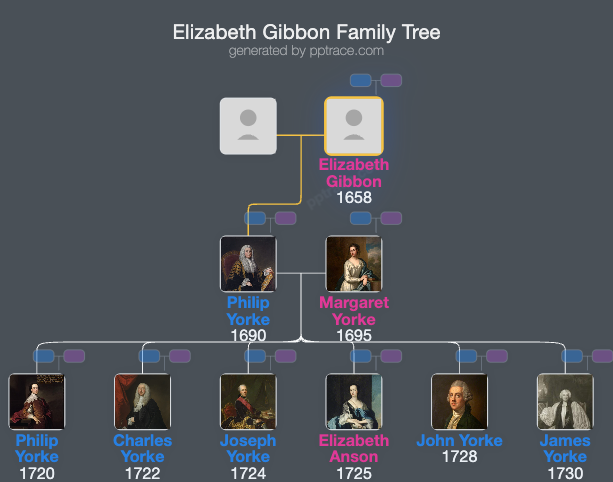 Elizabeth Gibbon family tree overview