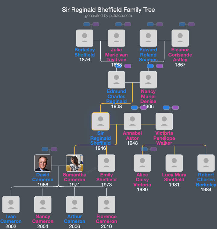 Sir Reginald Sheffield, 8th Baronet family tree overview