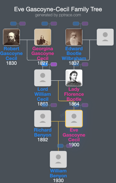 Eve Gascoyne-Cecil family tree overview