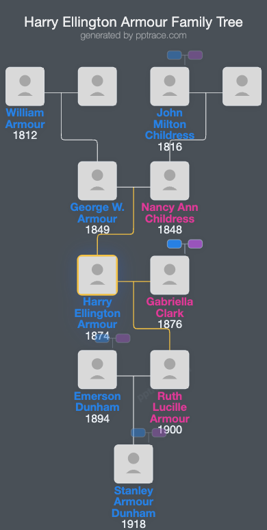 Harry Ellington Armour family tree overview