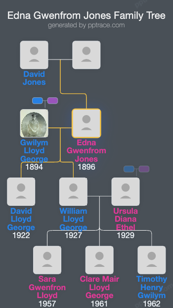 Edna Gwenfrom Jones family tree overview