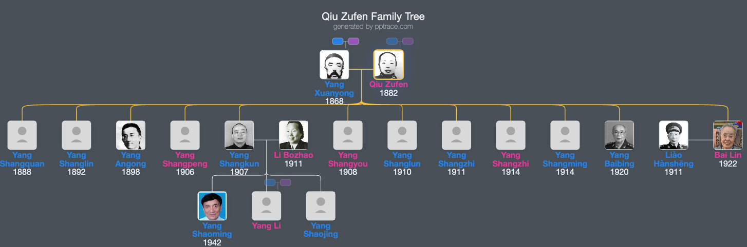 Qiu Zufen family tree overview