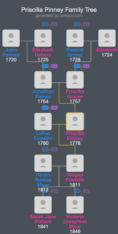 Priscilla Pinney family tree overview