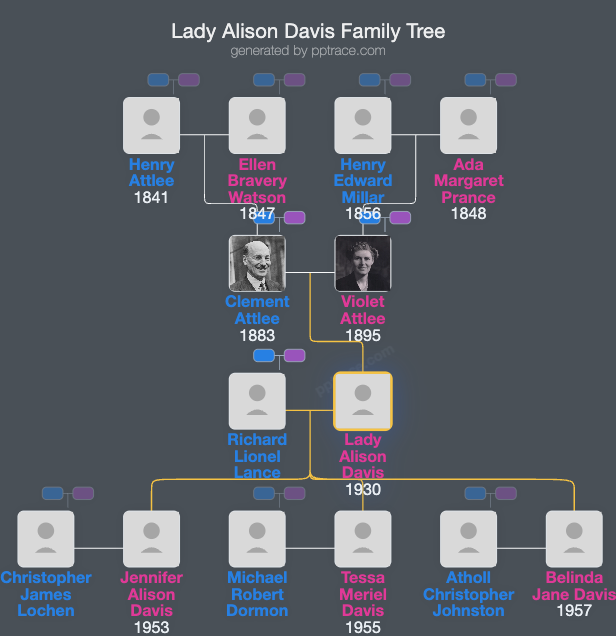 Lady Alison Davis family tree overview