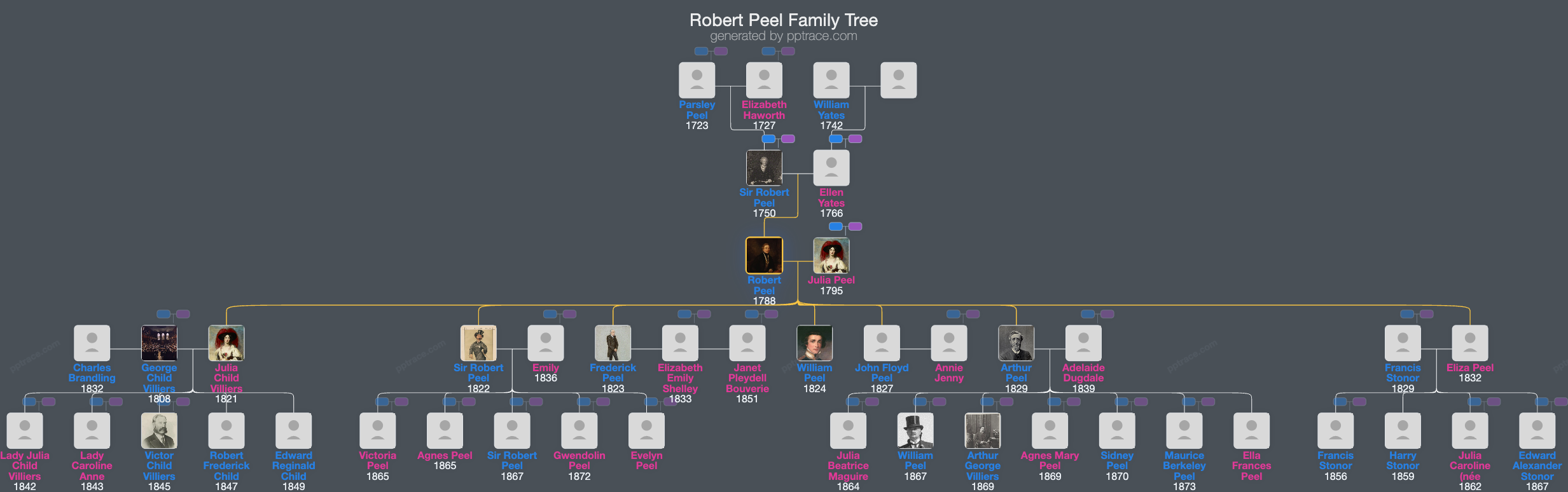 Robert Peel family tree overview