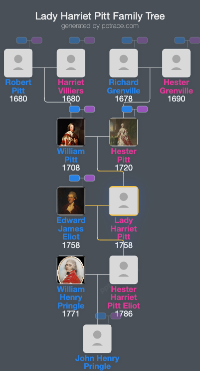 Lady Harriet Pitt family tree overview