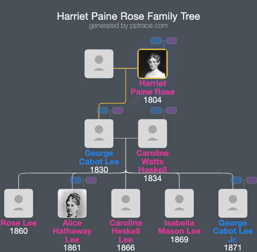 Harriet Paine Rose family tree overview