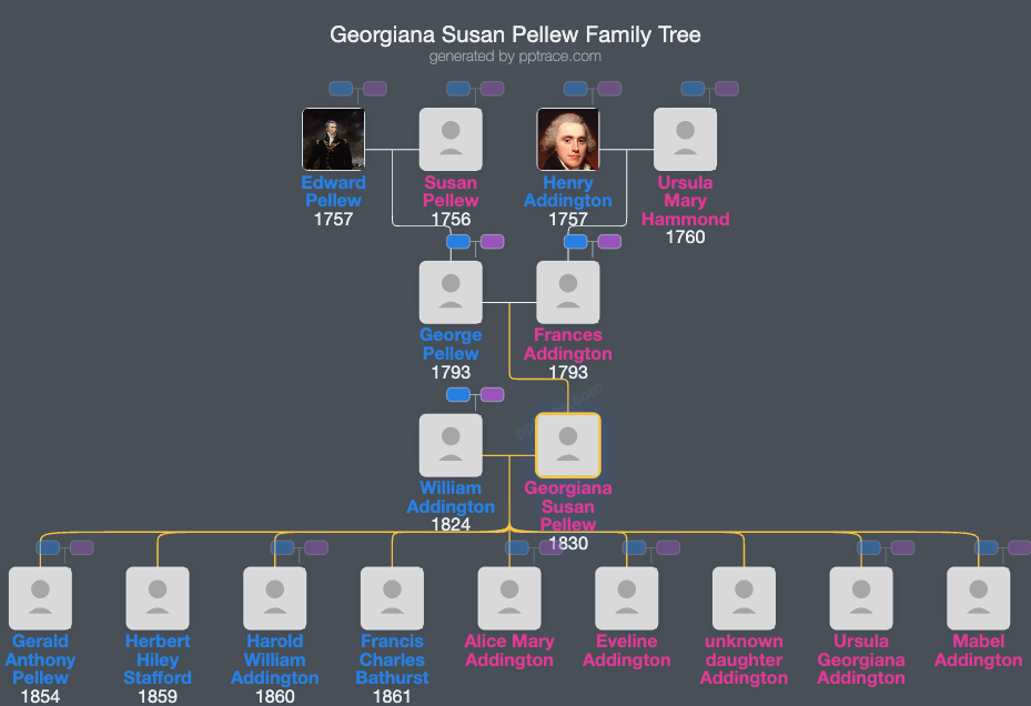Georgiana Susan Pellew family tree overview