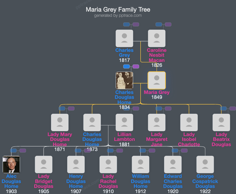 Maria Grey family tree overview