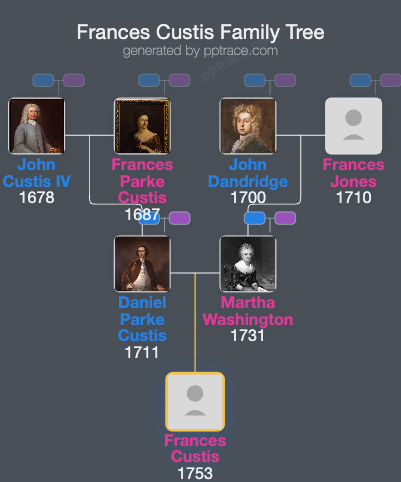 Frances Custis family tree overview
