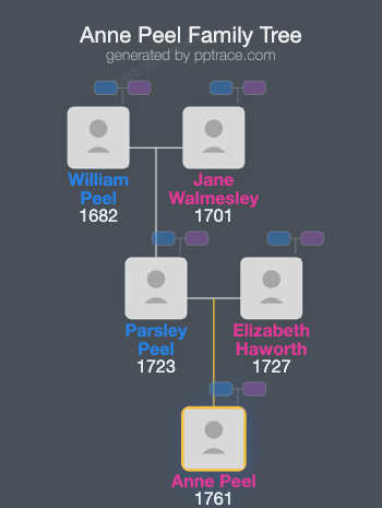 Anne Peel family tree overview