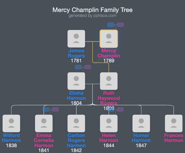 Mercy Champlin family tree overview