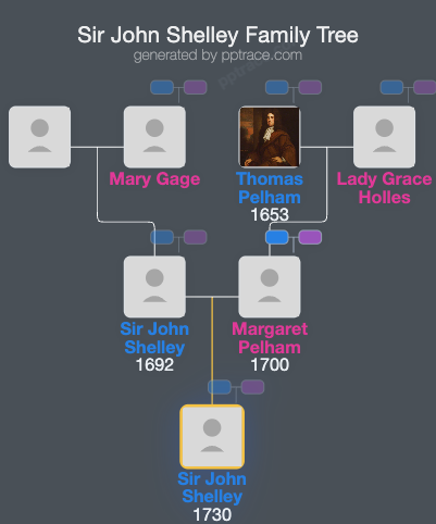 Sir John Shelley, 5th Baronet family tree overview