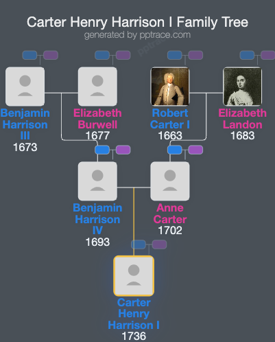 Carter Henry Harrison I family tree overview
