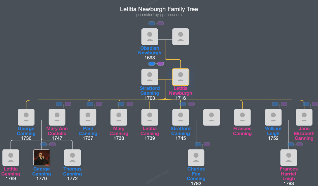 Letitia Newburgh family tree overview