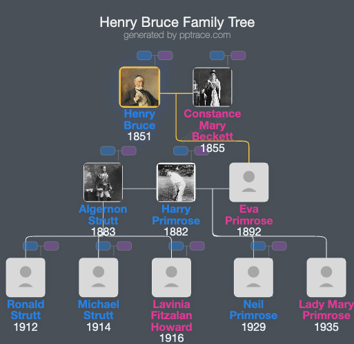 Henry Bruce, 2nd Baron Aberdare family tree overview