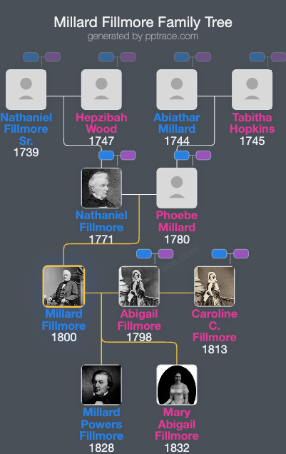 Millard Fillmore family tree overview