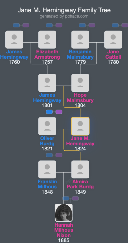 Jane M. Hemingway family tree overview
