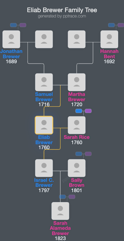 Eliab Brewer family tree overview