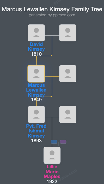 Marcus Lewallen Kimsey family tree overview