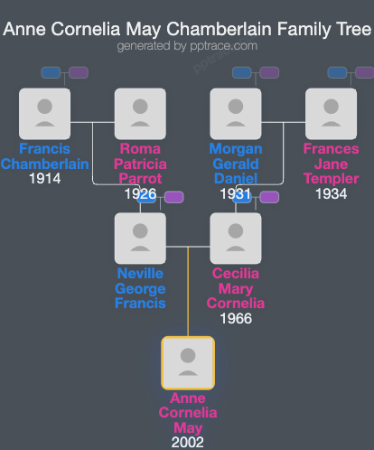 Anne Cornelia May Chamberlain family tree overview
