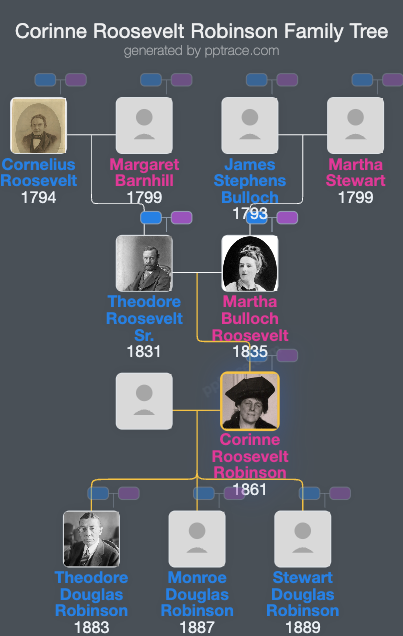 Corinne Roosevelt Robinson family tree overview